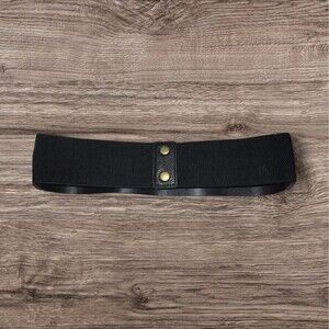 Belle Poque Black Stretch Leather Belt L LARGE. Womens Vintage Look